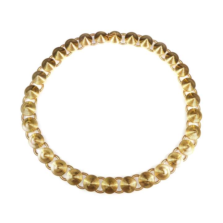 18ct gold cone link collar necklace